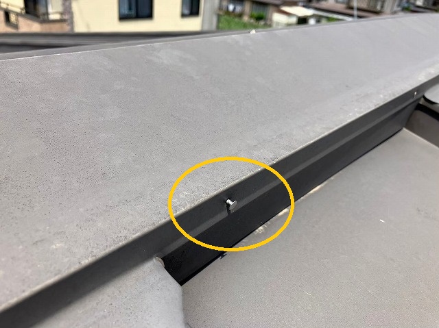 棟板金　釘浮き